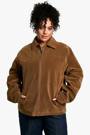 Boohoo Womens Plus Suede Collared Relaxed Jacket - - 24