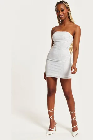 Liquorish Womens Diamond Mesh Bandeau Mini Dress In - 12