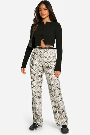 Boohoo Womens Print Straight Leg Jean - 16