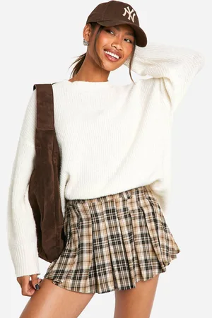 Boohoo Womens Check Pleat Mini Skirt - - 12