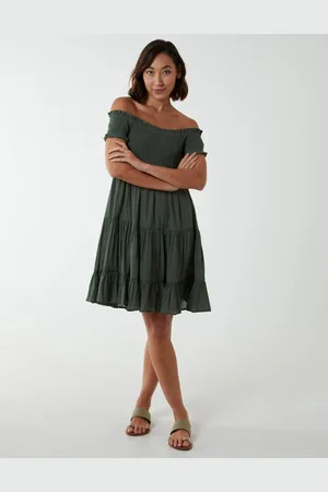 Blue Vanilla Womens Shirred Neck Line Floaty Dress - - S