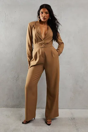 MissPap Womens Tailored Long Sleeve Straight Leg Jumpsuit - - 10