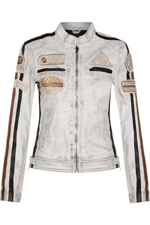 Infinity Womens Biker Racing Badges Leather Jacket-Eastleigh - - 14