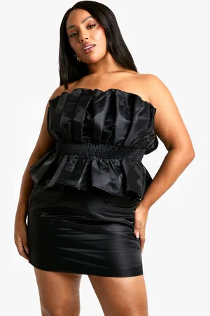Boohoo Womens Plus Taffeta Puffball Peplum Top - - 24