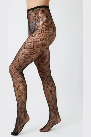 My Accessories Womens Fishnet Monogram Tights - - 10-12
