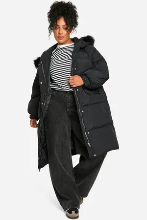 Boohoo Womens Plus Faux Fur Hood Padded Parka - - 18