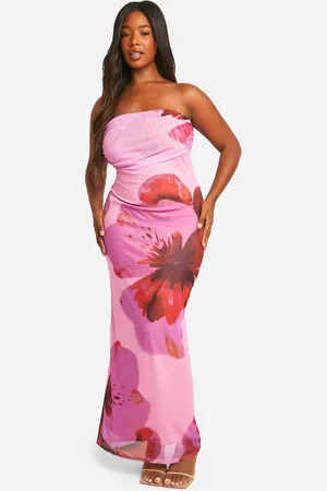 Boohoo Womens Plus Floral Printed Bandeau Midaxi Dress - - 26