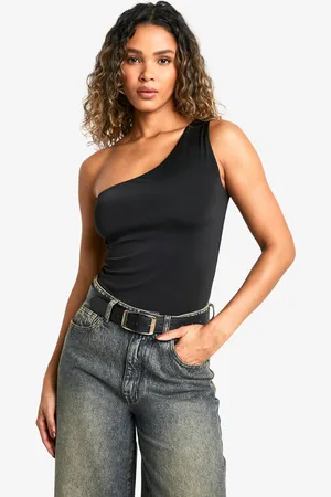 Boohoo Womens Double Layer Slinky One Shoulder Bodysuit - - 12