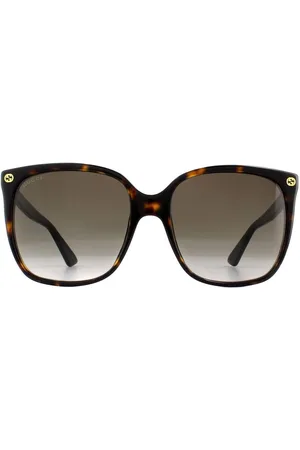 Gucci Womens Cat Eye Havana Grey Gradient Sunglasses - - One Size