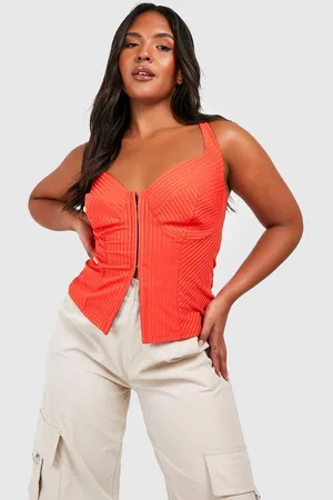 Boohoo Womens Plus Hook And Eye Rib Sleeveless Corset Top - - 26