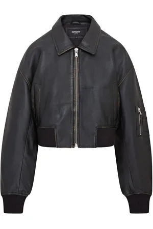 Infinity Womens Oversized Leather MA-1 Bomber Jacket - - 20