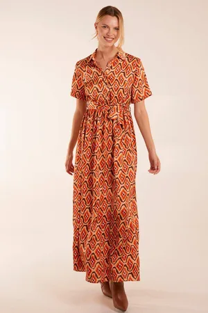 Blue Vanilla Womens Maxi Shirt Belt Dress - - 8