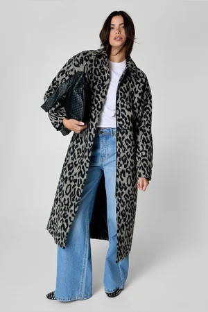 NASTY GAL Womens Wool Blend Animal Tailored Coat - - 6