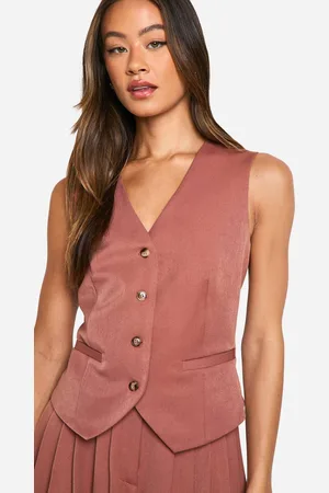 Boohoo Womens Tall Mock Horn Button Fitted Waistcoat - - 16