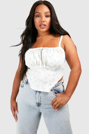 Boohoo Womens Plus Tie Front Ditsy Corset Top - - 18