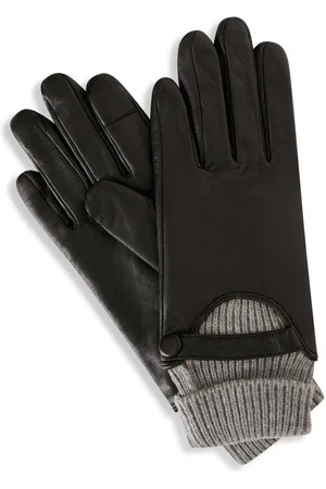 Barneys Originals Womens Gift Boxed Knitted Cuff Leather Gloves - - M/L