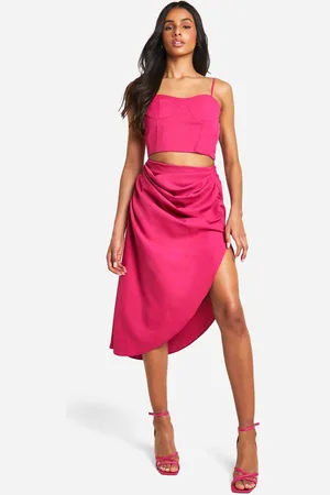 Boohoo Womens Tall Ruched Asymmetric Woven Skirt - - 16
