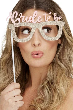 SMIFFYS Hen Party Photobooth Kit, Gold, 4pcs - - One Size