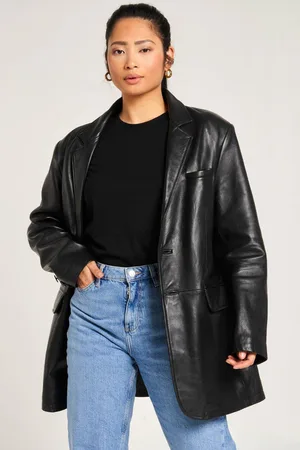 Barneys Originals Womens Oversized Leather Blazer - - XL