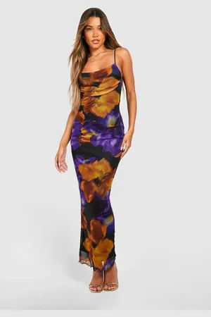 Boohoo Womens Floral Print Mesh Maxi Slip Dress - - 8