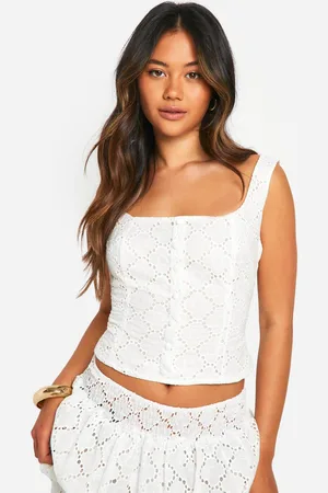Boohoo Womens Broderie Button Front Corset - - 16
