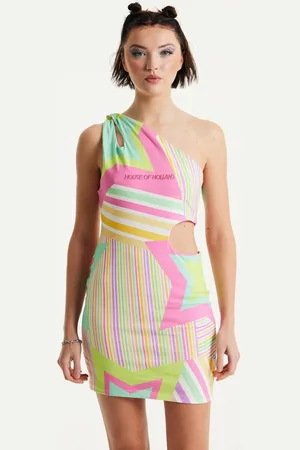 House of Holland Womens Star Print Mini Jersey Dress With Cut Out - - XL