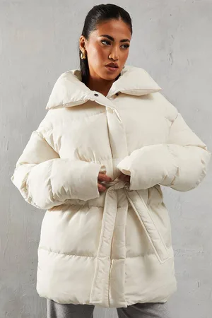 MissPap Womens Tie Waist Midi Puffer Coat - - 12