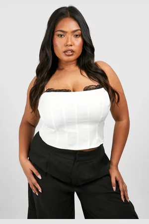 Boohoo Womens Plus Contrast Lace Corset Top - - 26