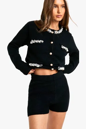Boohoo Womens Knitted High Waisted Shorts - - M