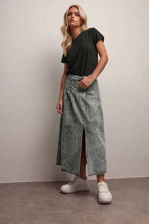 PixieGirl Womens Petite Pleated Denim Skirt - - 14
