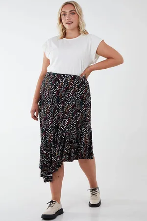 Blue Vanilla Womens Curve Asymmetric Hem Midi Skirt - - 22