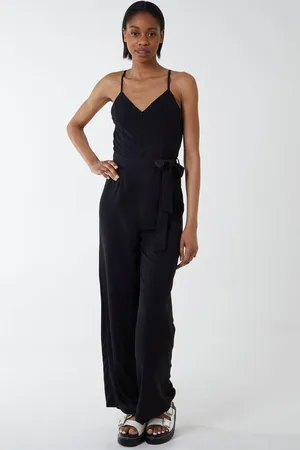 Blue Vanilla Womens Button Front Strappy Jumpsuit - - 10