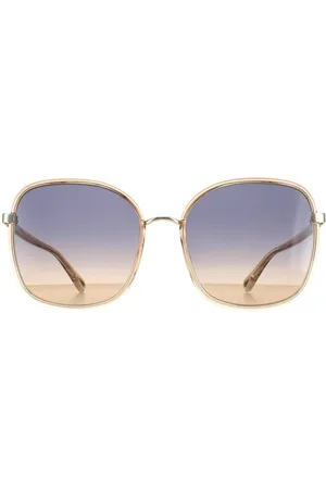 Chloé Womens Square Crystal Fade and Gold Blue to Brown Gradient CH0031S Franky - One Size