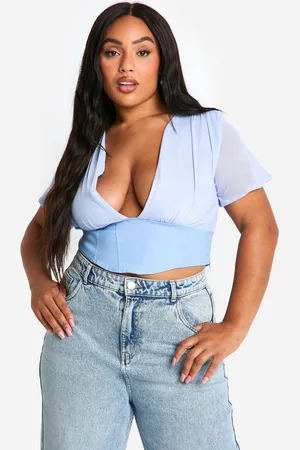 Boohoo Womens Plus Mesh Pleated Corset Top - - 20