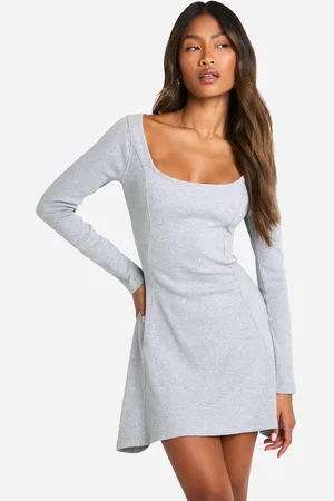 Boohoo Womens Basic Rib Long Sleeve Skater - - 18