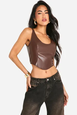 Boohoo Womens Pu Scoop Seam Detail Corset Top - - 12