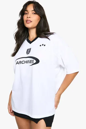 Boohoo Womens Plus Mono V Neck Oversized Football Shirt - - 18