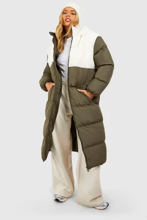 Boohoo Womens Teddy Panelled Longline Puffer Jacket - - 10