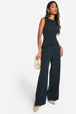 Boohoo Womens Waistcoat Wide Leg Jumpsuit - - 16