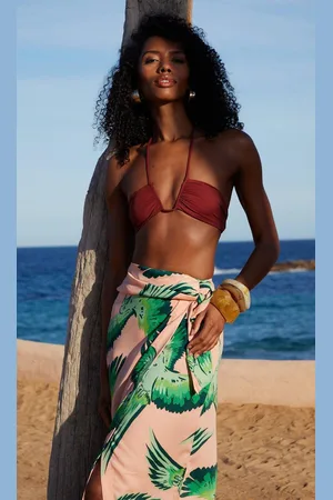 Dancing Leopard Womens Rio Tropical Print Skirt Wrap Shape Mock Tie Front - - 12