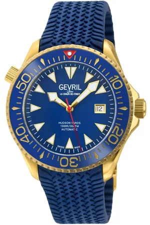 Gevril Hudson Yards 48805R Swiss Automatic Sellita SW200 Blue Dial Genuine Rubber Watch - - One Size