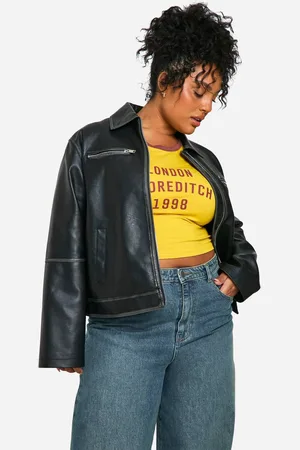 Boohoo Womens Plus Vintage Look Faux Leather Zip Jacket - - 26