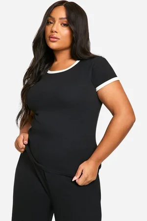 Boohoo Womens Plus Short Sleeve Ringer Lounge Tshirt - - 16