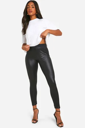 Boohoo Womens Waist Cinching Leather Look Leggings - - 8