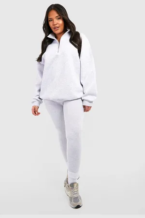 Boohoo Womens Plus Oversized Half Zip Sweatshirt And Legging Set - - 26