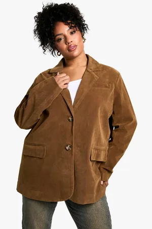 Boohoo Womens Plus Suede Single Breasted Oversized Blazer - - 20