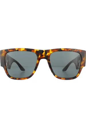 VERSACE Rectangle Havana Dark Grey Sunglasses - - One Size