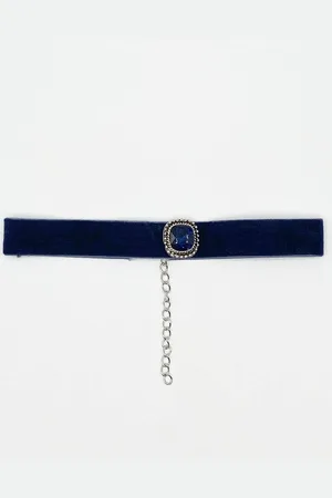 SVNX Womens Faux Velvet Choker Necklace with Jewel - - One Size