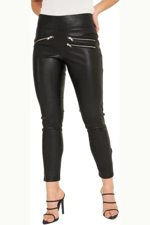 Barneys Originals Womens Zip Detail Leather Look Leggings - - 28
