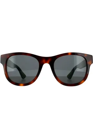 Gucci Rectangle Havana Green Grey Grey Sunglasses - - One Size